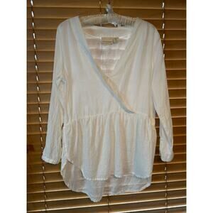 Cynthia Rowley White Linen Wrap Top Women’s Medium Lightweight Blouse